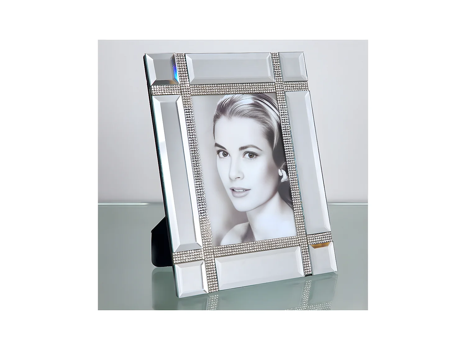 Portafoto de espejo para foto 10*15 con detalle de brillantes lucca