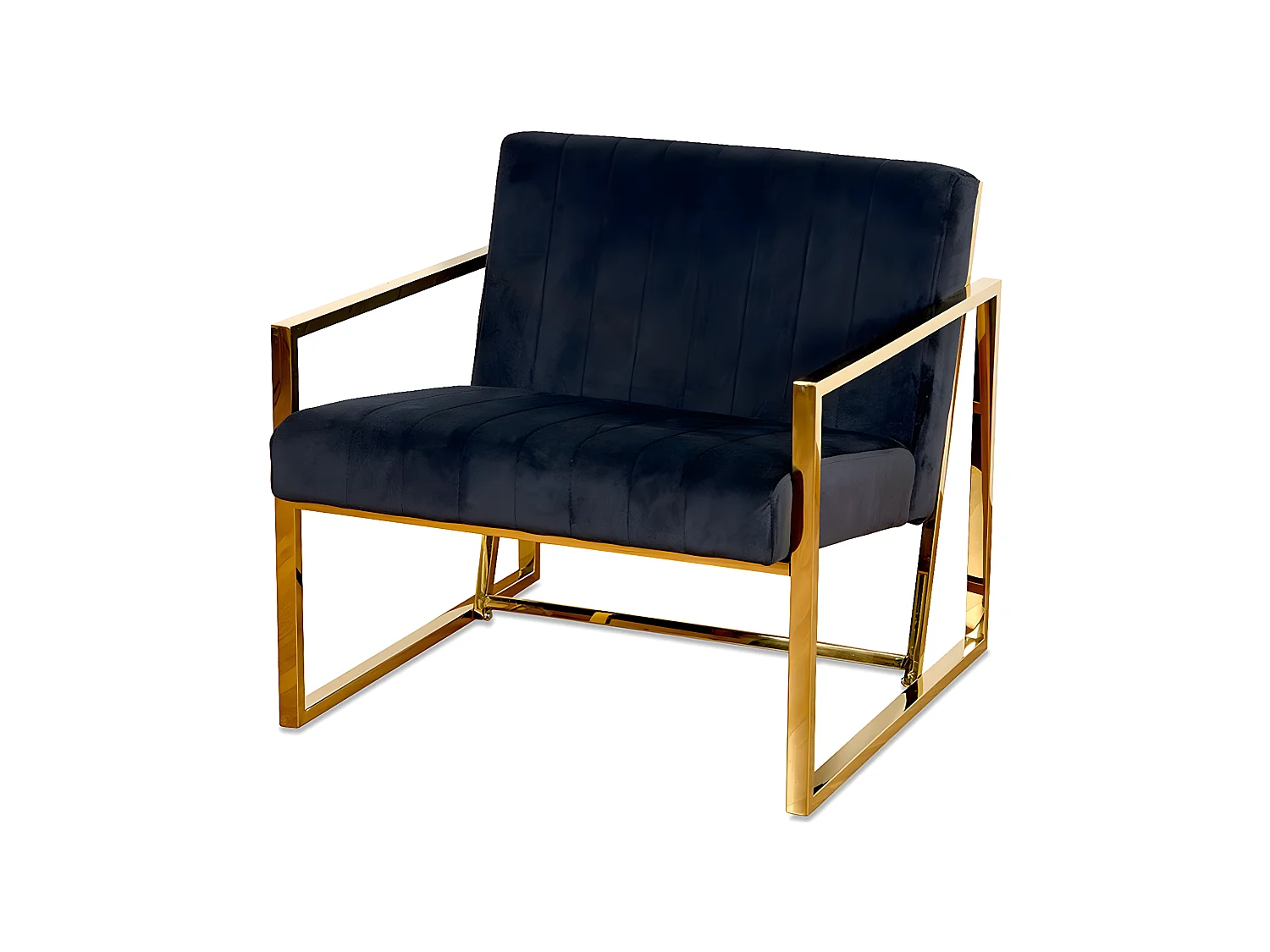 Butaca acero inoxidable  dorado 80*71*70 terciopelo negro luxury