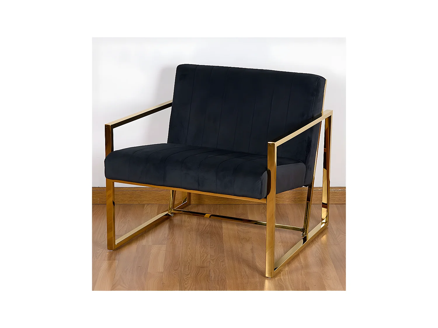 Butaca acero inoxidable  dorado 80*71*70 terciopelo negro luxury