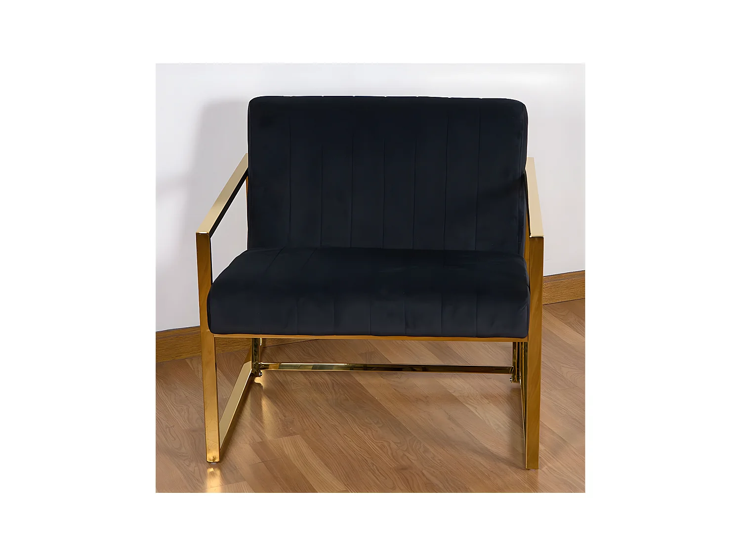 Butaca acero inoxidable  dorado 80*71*70 terciopelo negro luxury