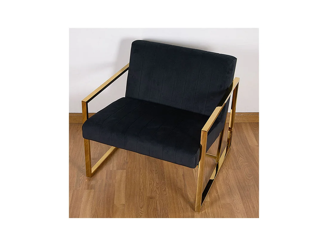 Butaca acero inoxidable  dorado 80*71*70 terciopelo negro luxury