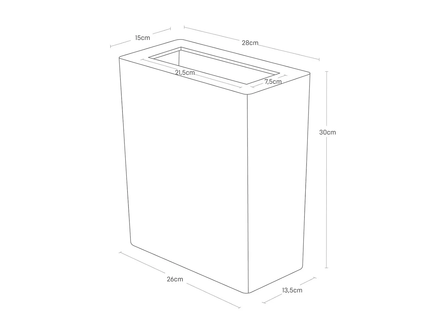 Corbeille à papier rectangulaire Rin