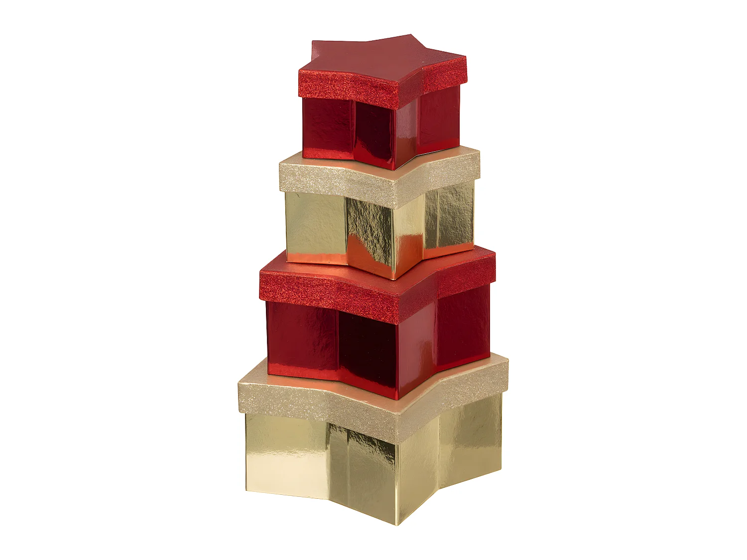Lot de 4 Boîtes Étoiles doré et rouge