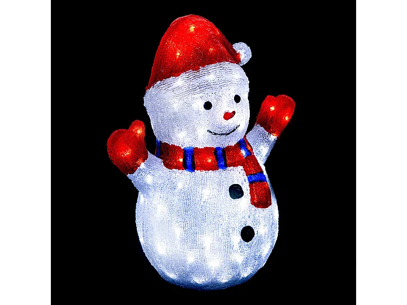 Déco lumineuse Bonhomme de neige 90 LED Blanc froid H 48 cm