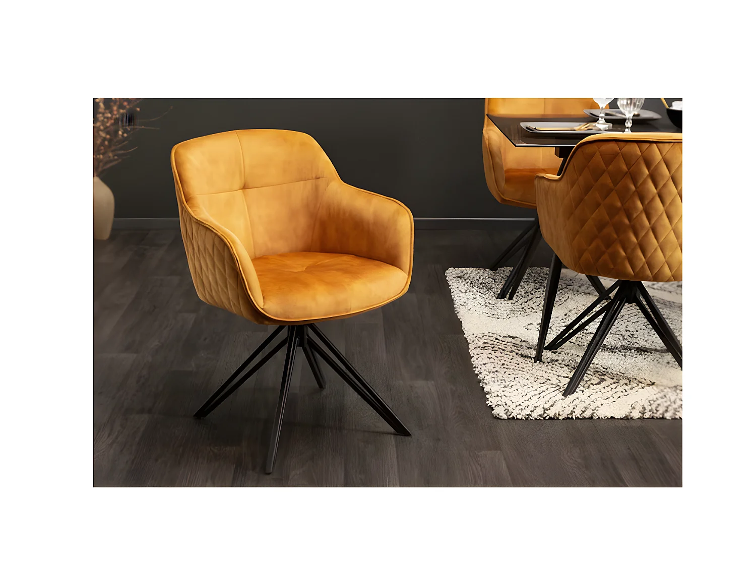 Chaise Watson-G/revêtement en tissu/jaune/rotation à 180 degrés