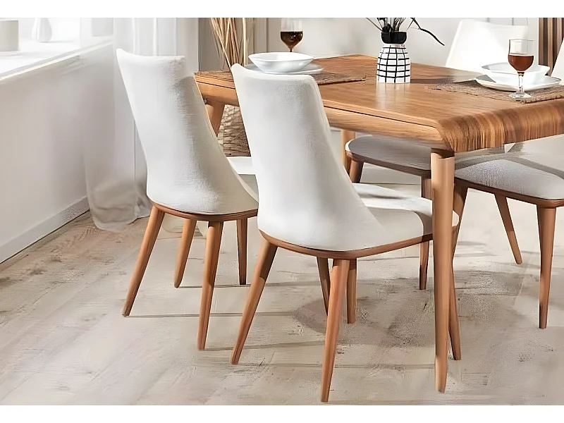 Chaise Palma / housse en tissu bouclé / beige et marron