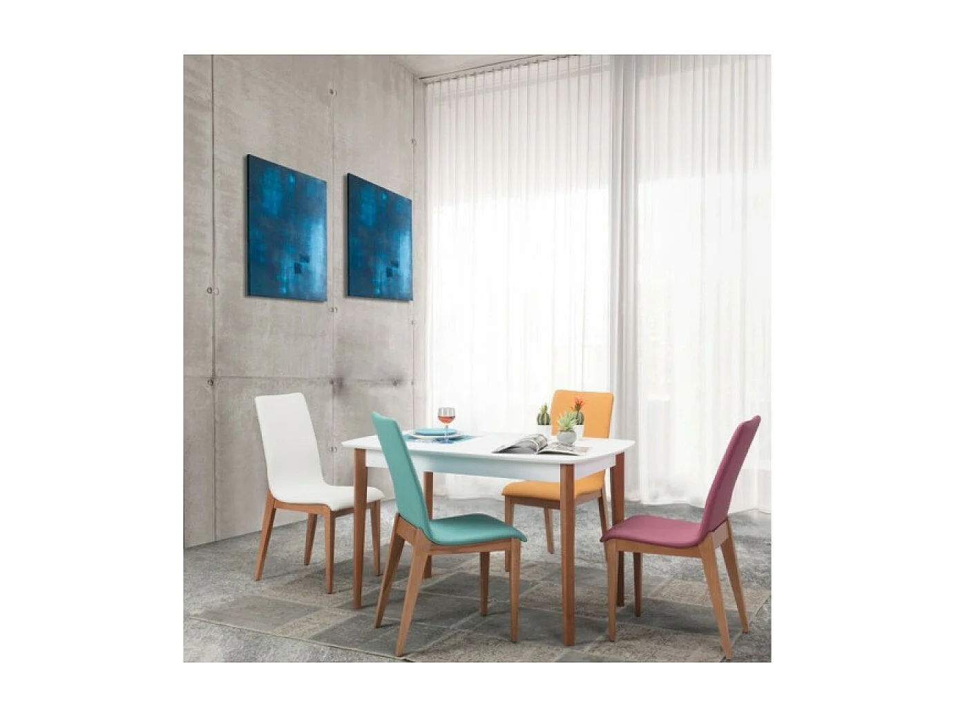 Sedia Solida/Similpelle/Blu-Verde