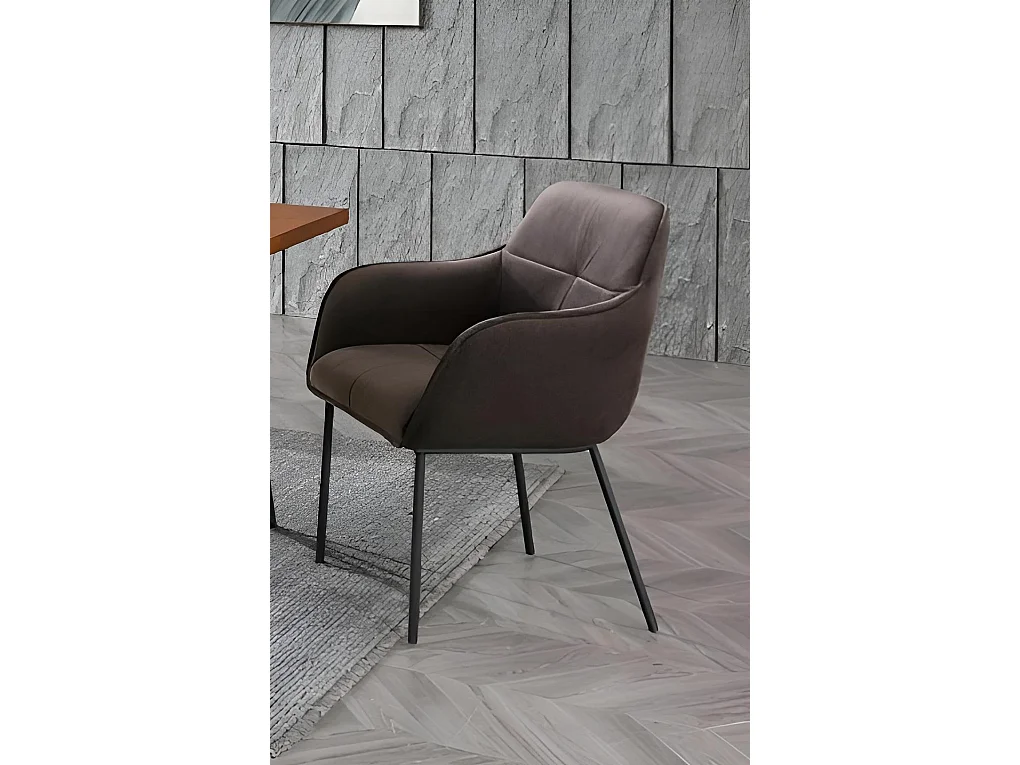 Chaise Novo/Tissu-Velours/Marron