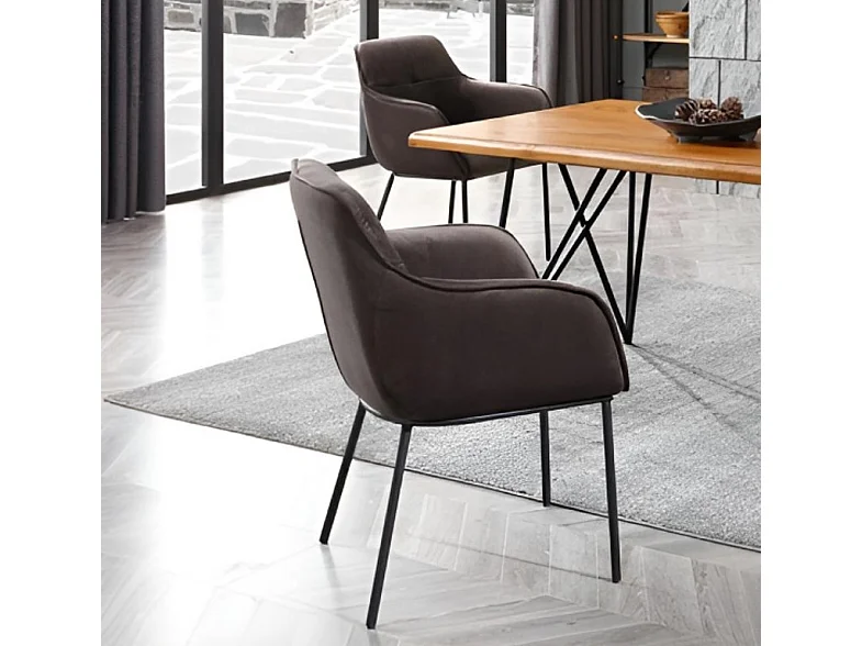 Chaise Novo/Tissu-Velours/Marron