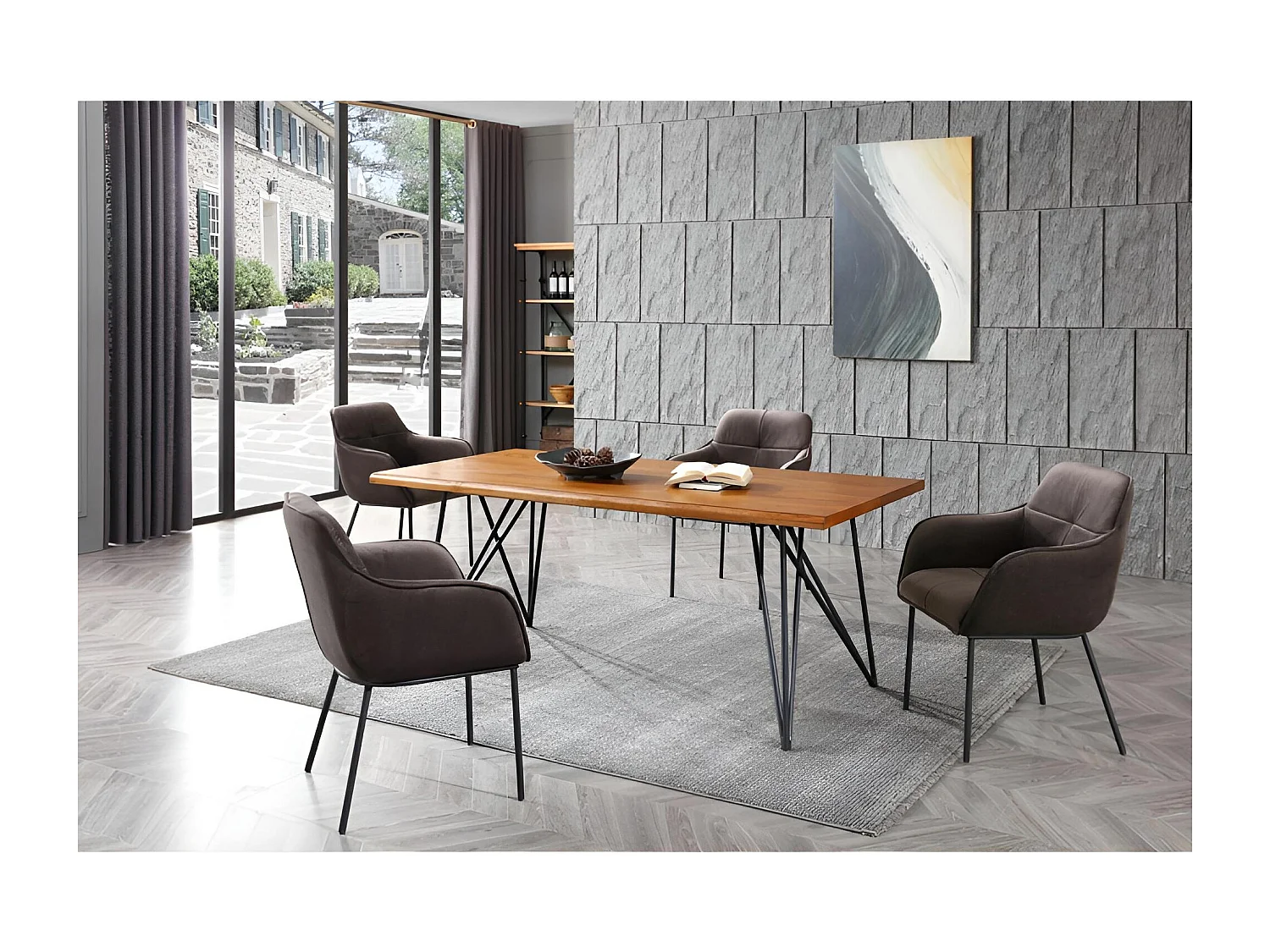 Chaise Novo/Tissu-Velours/Marron