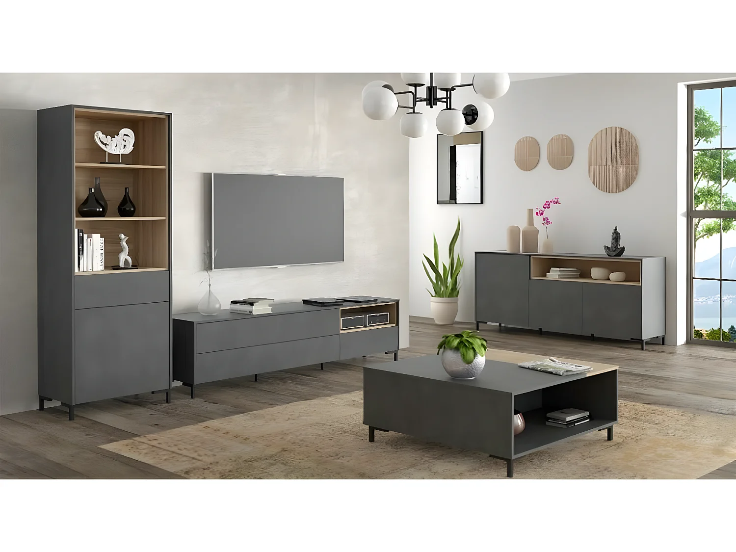 Sideboard Galactic/Drehtüren/Grau