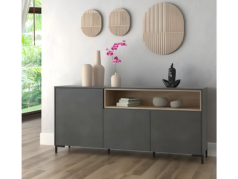 Credenza Galactic/porte girevoli/grigio