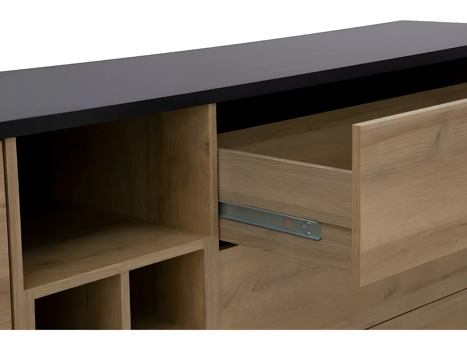 Sideboard Berger/Drehtüren&Schubladen/Braun&Schwarz