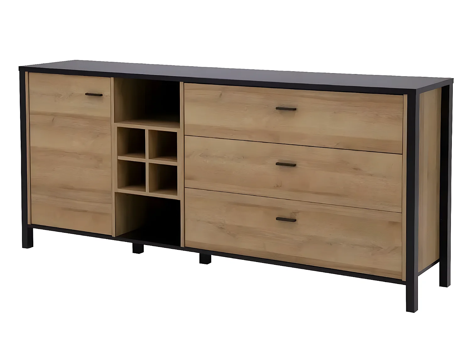 Sideboard Berger/Drehtüren&Schubladen/Braun&Schwarz
