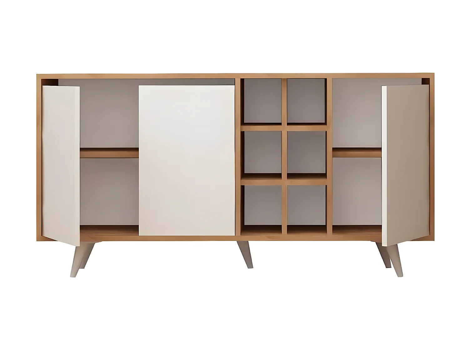 Sideboard Seria/Drehtüren/MDF/Weiss&Braun