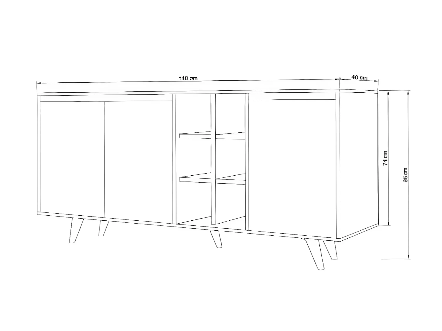 Sideboard Seria/Drehtüren/MDF/Weiss&Braun