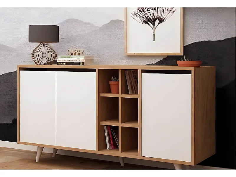 Credenza Seria/Ante a battente/MDF/Bianco e marrone