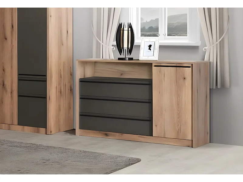 Credenza Caliopa/Cassetti/Marrone e Nero