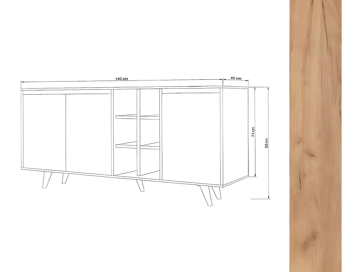 Credenza Prava/ante a battente/MDF/bianco e marrone