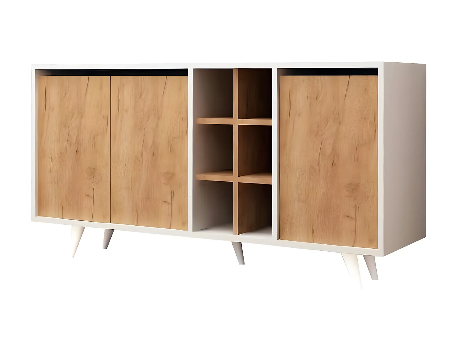 Sideboard Prava/Drehtüren/MDF/Weiss&Braun