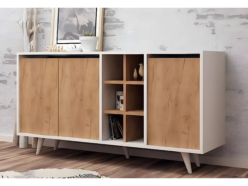 Credenza Prava/ante a battente/MDF/bianco e marrone