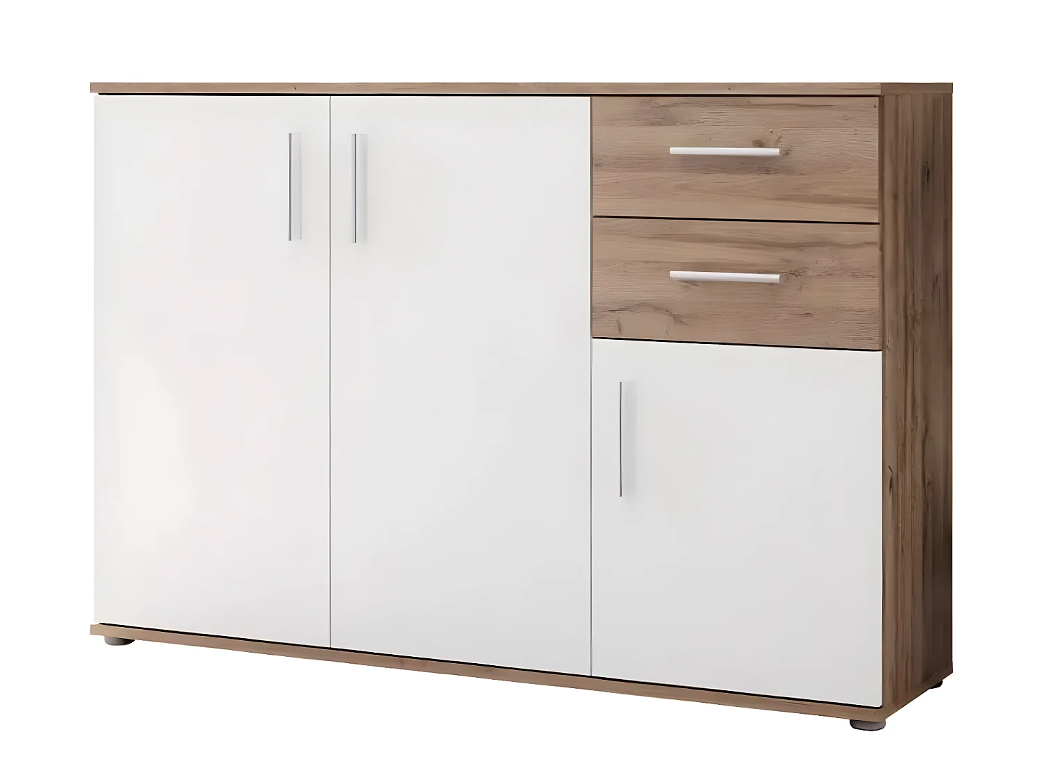 Credenza Ikoli/Ante a battente e cassetti/Marrone e bianco