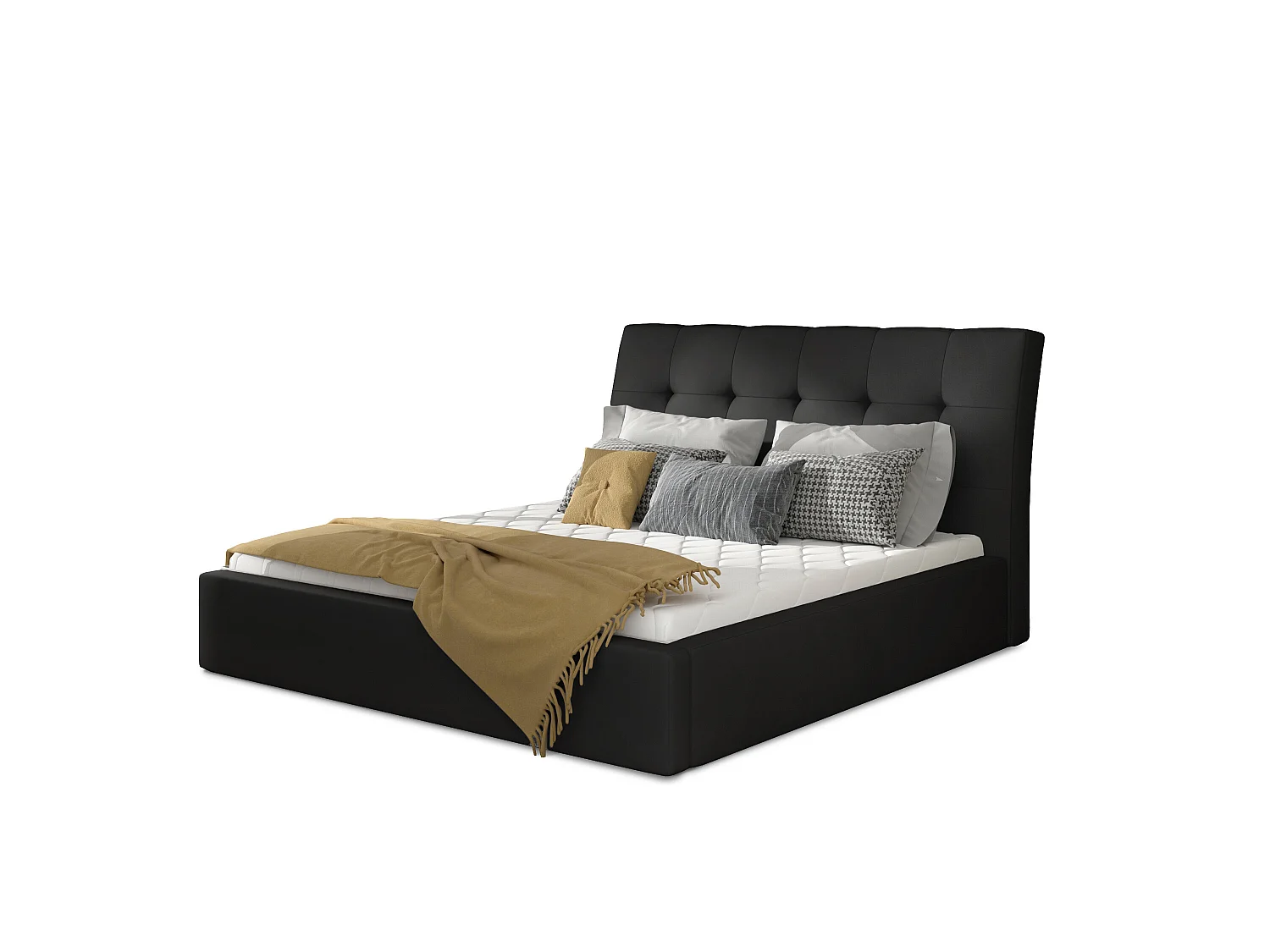 Bett Ravena XL (200x200)/Stoff-Schwarz