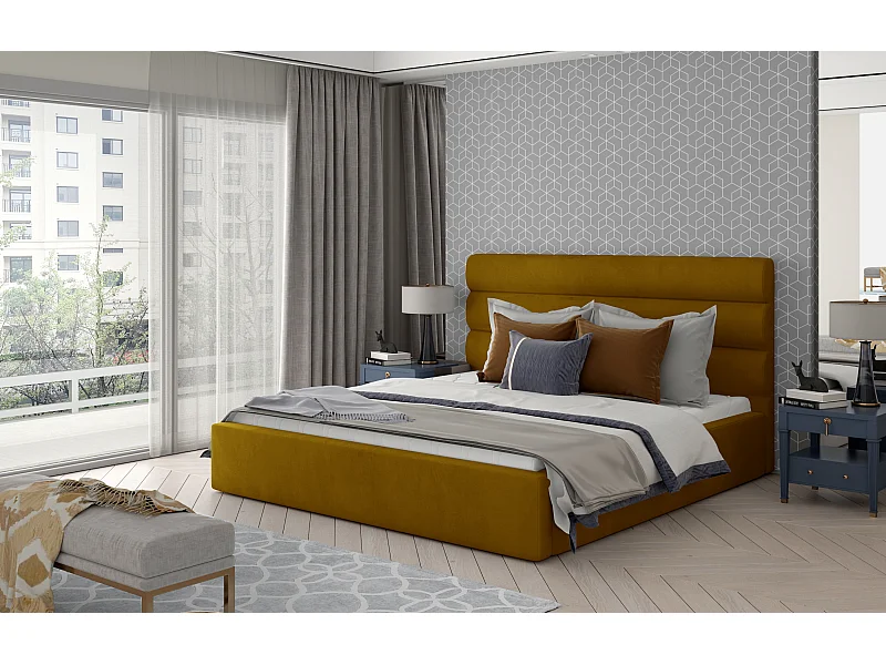 Bett Valia XL (200x200)/Stoff-Gelb