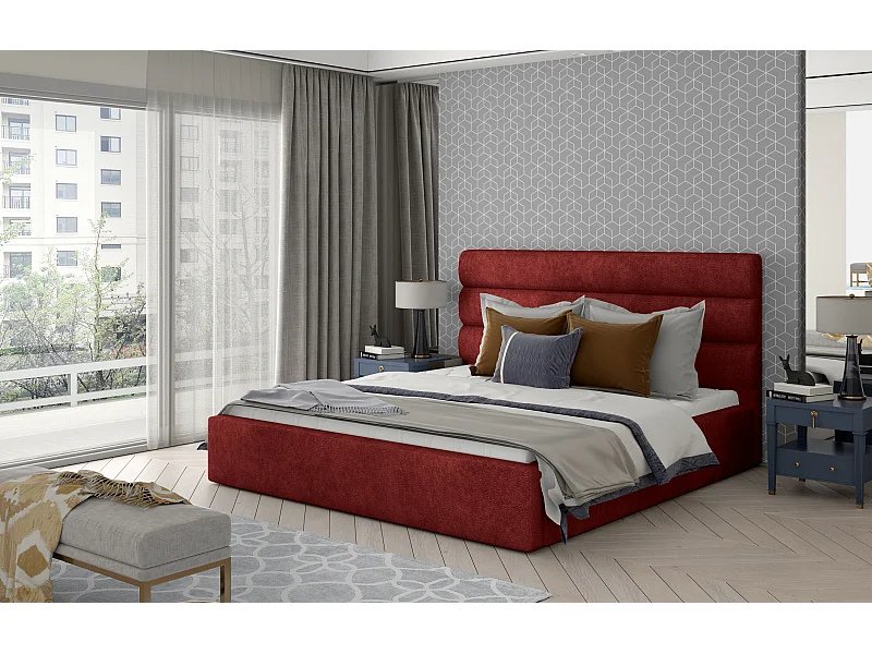 Lit Valia XL (200x200)/Tissu-Rouge