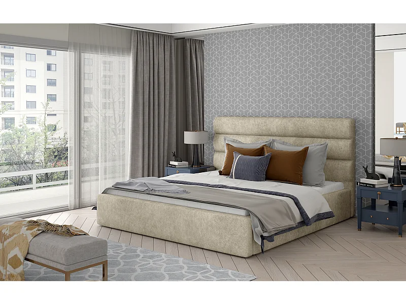 Bett Valia L (180x200)/Stoff-Beige