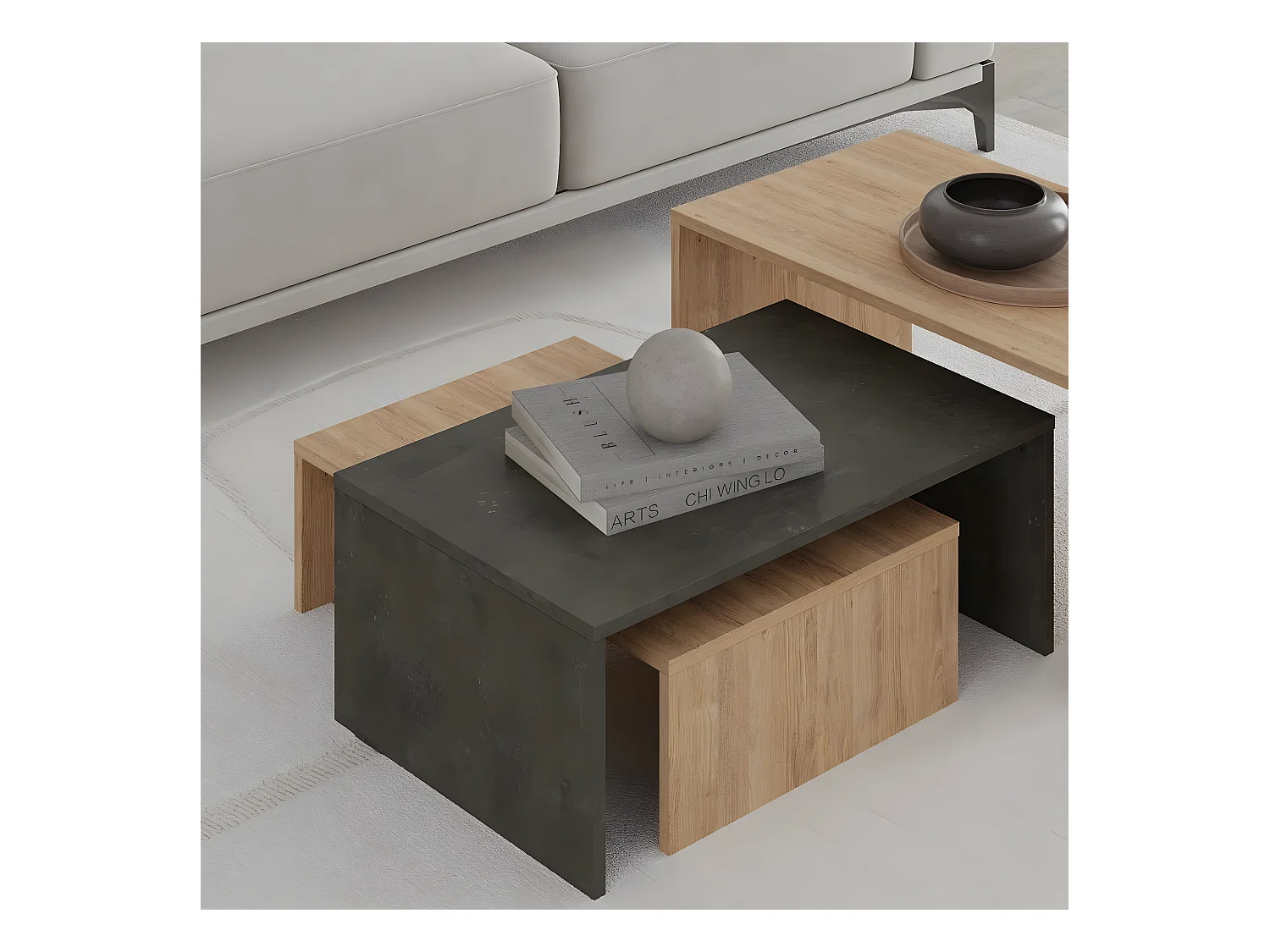 Set von 3 Couchtischen Trio - L80 cm