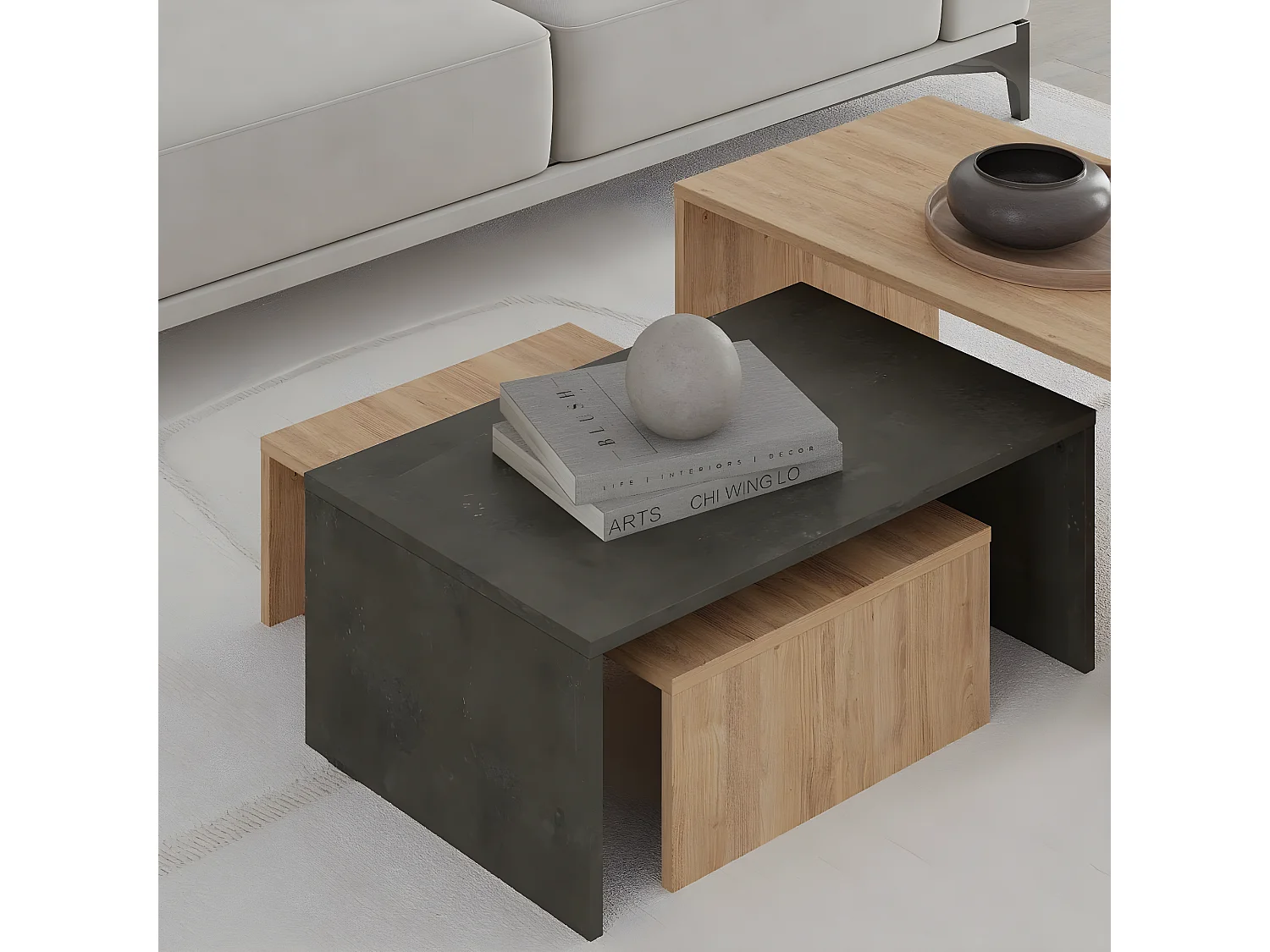 Set di 3 tavolini bassi Trio - L80 cm