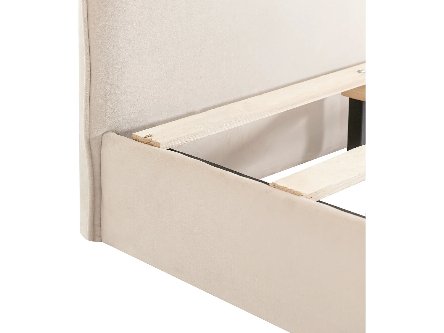 Letto per bambini 90x200 cm imbottito in velluto - testiera a forma di coniglio - con rete a doghe - Beige