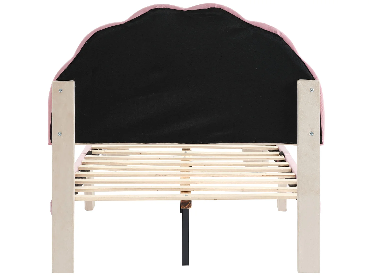 Lit enfant 90x200cm en velours avec LED - tête de lit en forme de coquille - avec sommier à lattes - Rose