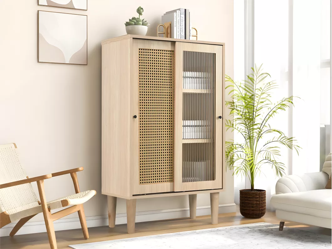 Kauf Unique Hohes Sideboard – mit 6 Fächern – Landhausstil – Natur