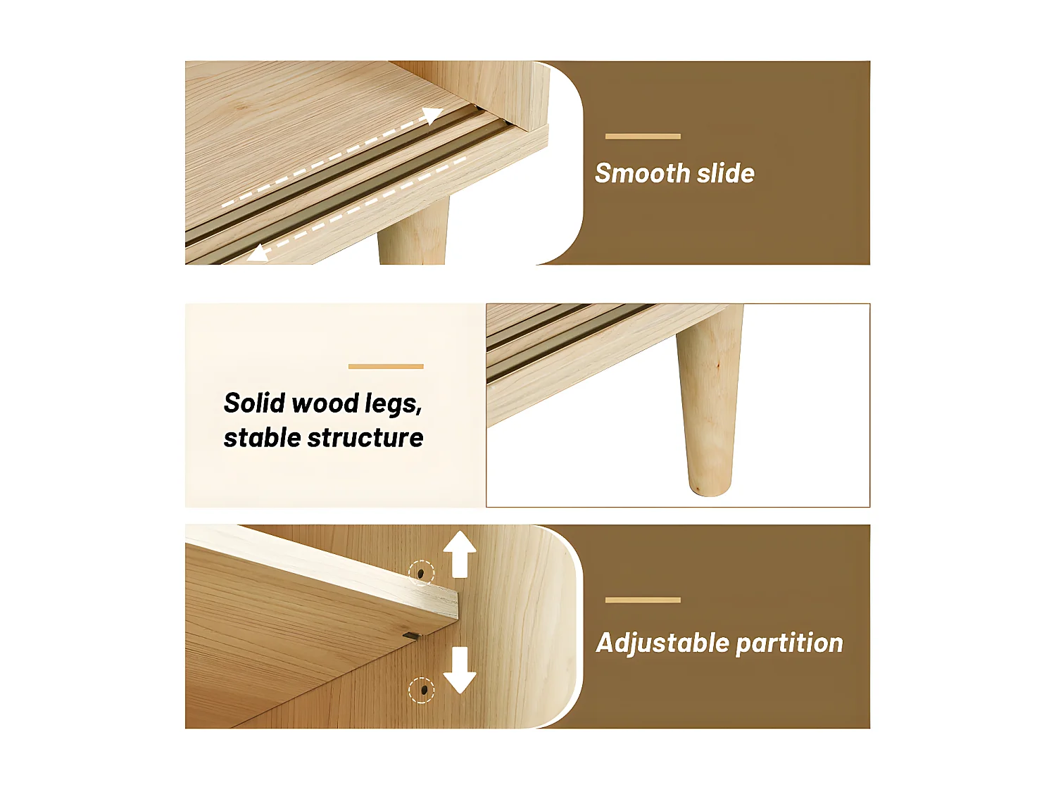 Buffet haut - 6 compartiments - style campagnard - Naturel