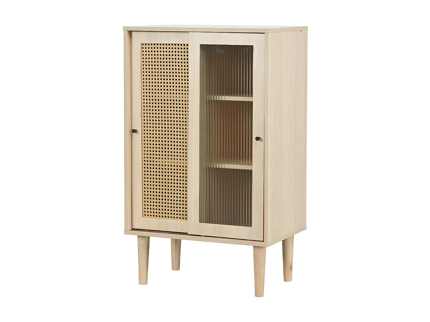 Buffet haut - 6 compartiments - style campagnard - Naturel