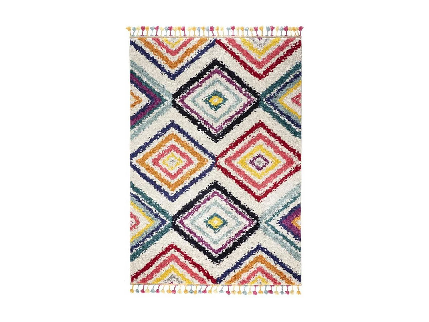 Tapis berbère 200x290 tissé motifs ethno-chic LYN5 DOROTEA rouge et bleu