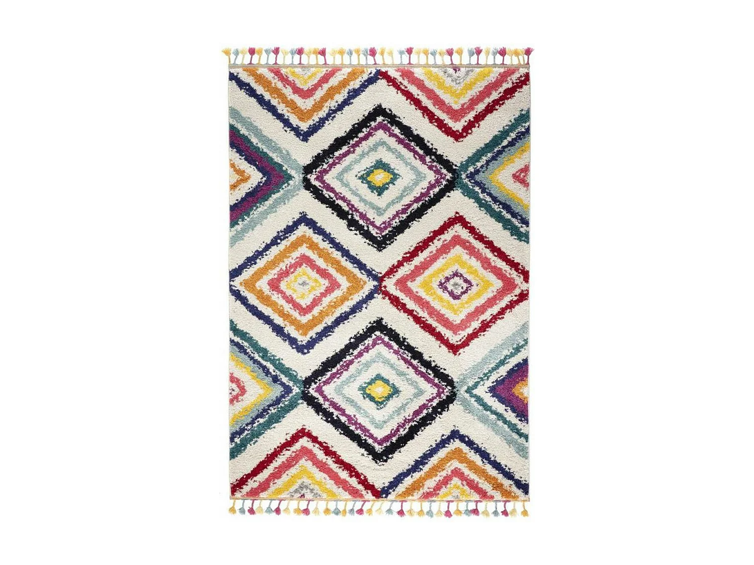 Tapis berbère 200x290 tissé motifs ethno-chic LYN5 DOROTEA rouge et bleu