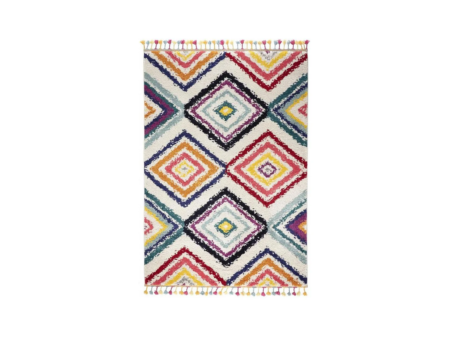 Tapis berbère 200x290 tissé motifs ethno-chic LYN5 DOROTEA rouge et bleu