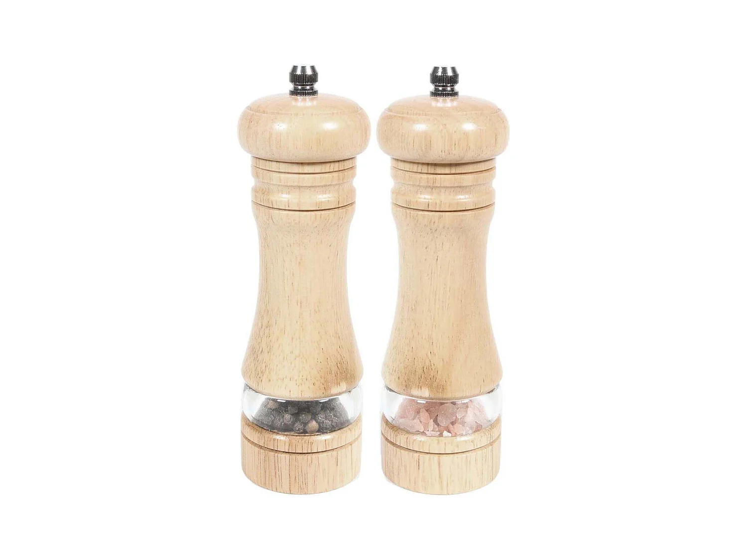 Moulin à poivre et sel en bois d'hévéa (Lot de 2)