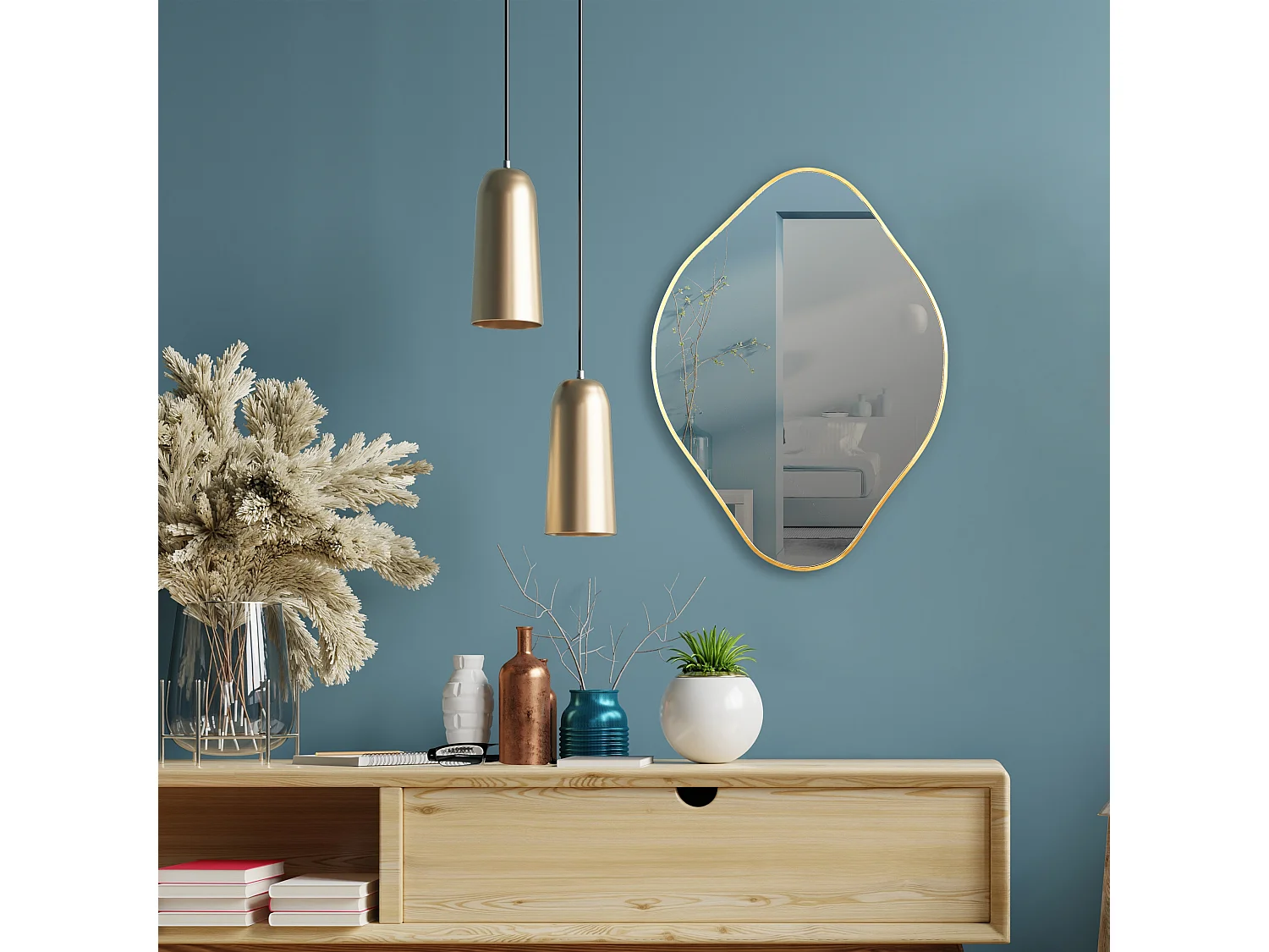 Miroir Deco Contour Dore Losange H60cm Come Or