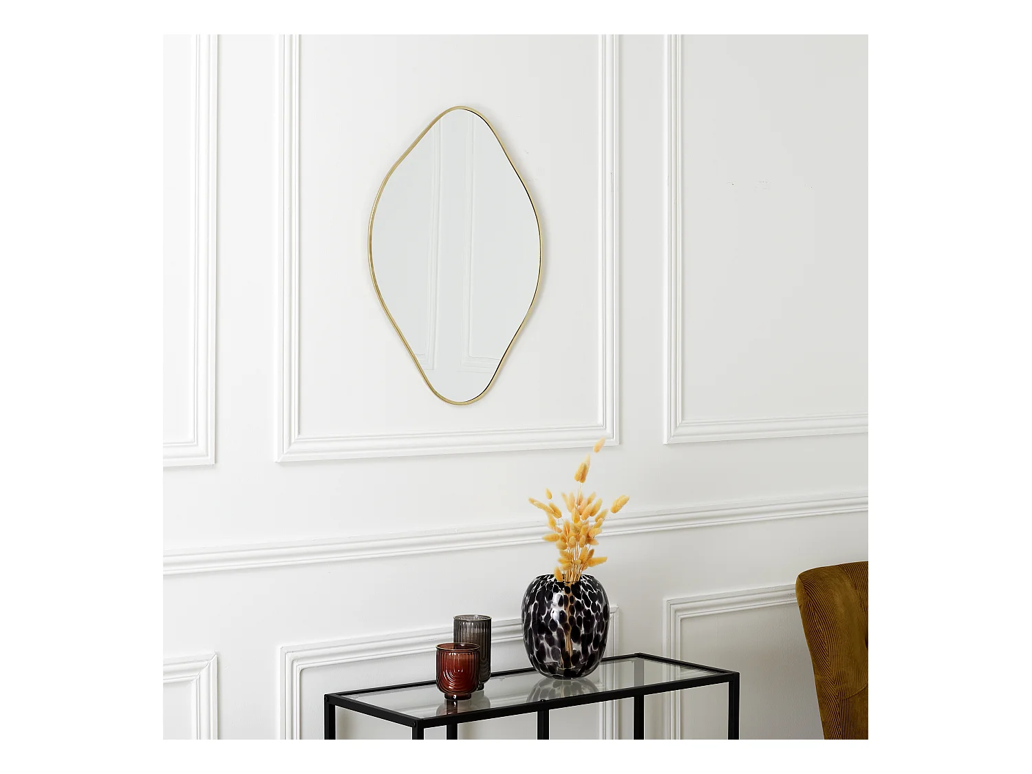 Miroir Deco Contour Dore Losange H60cm Come Or