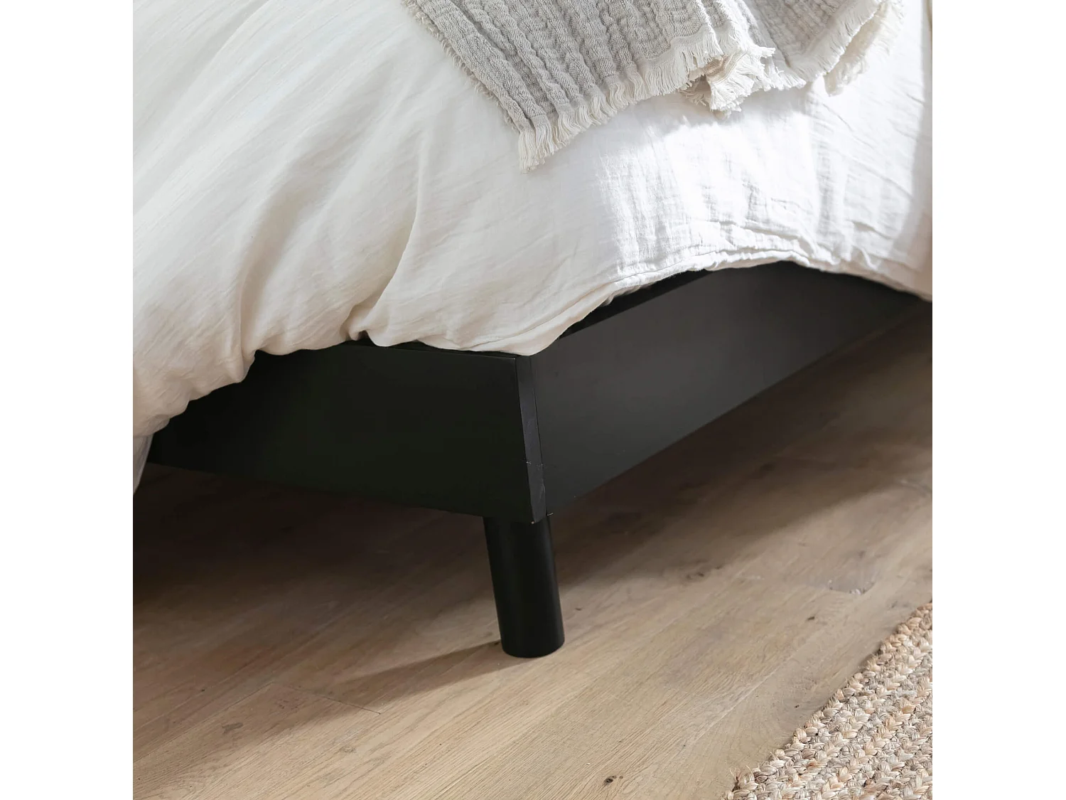 Sommier kit en bois massif noir 160x200