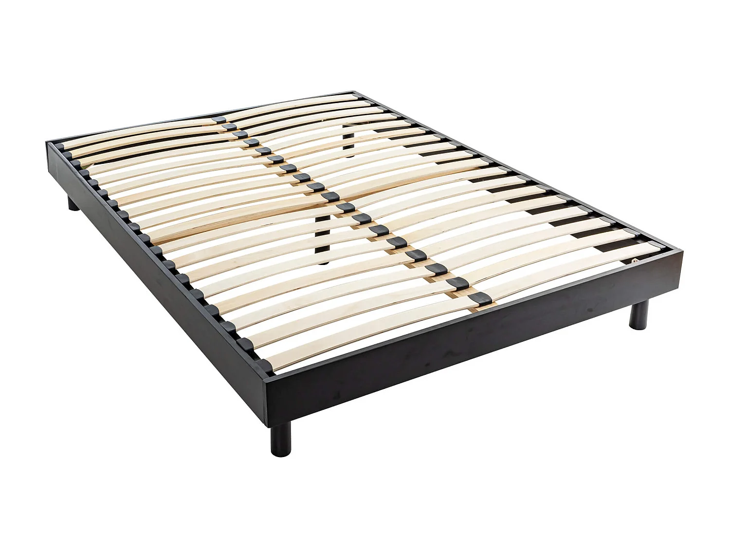 Sommier kit en bois massif noir 160x200