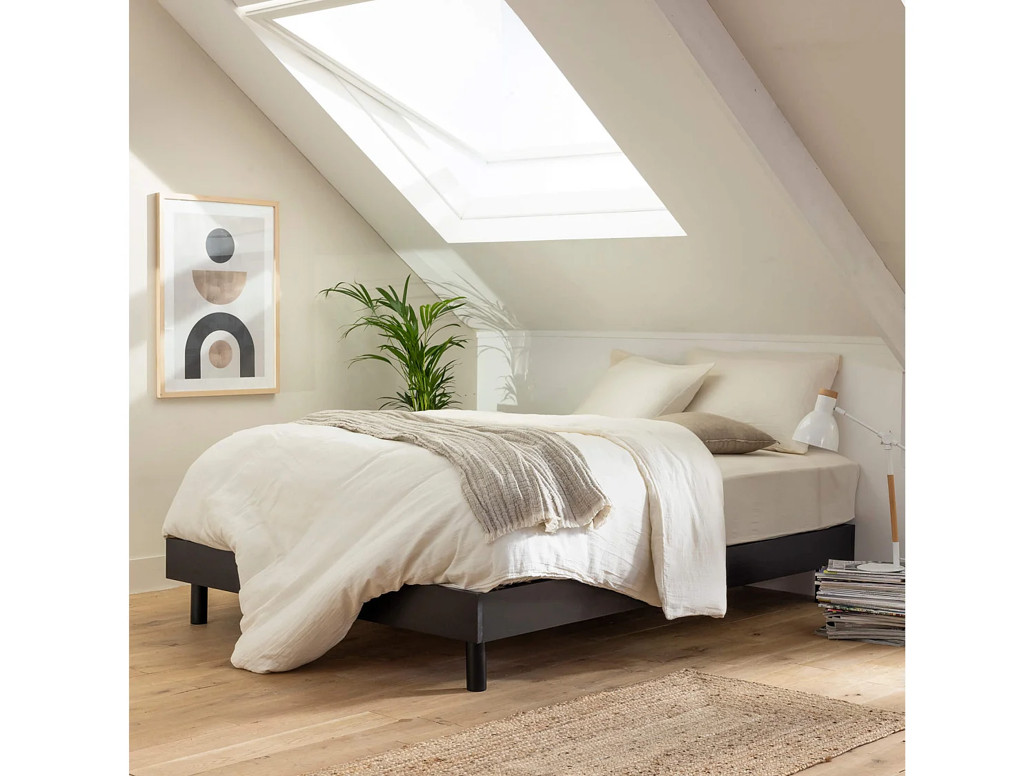 Sommier kit en bois massif noir 140x190