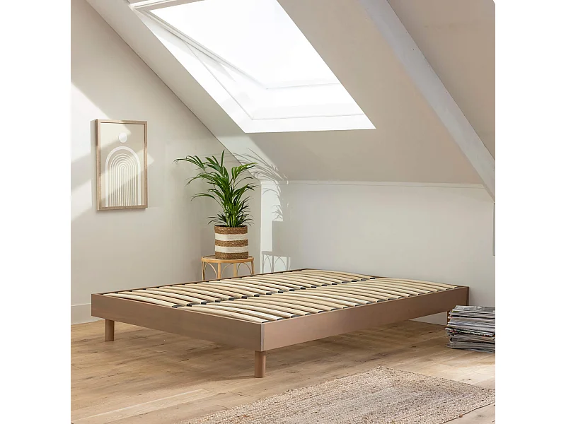 Sommier kit en bois massif taupe 160x200