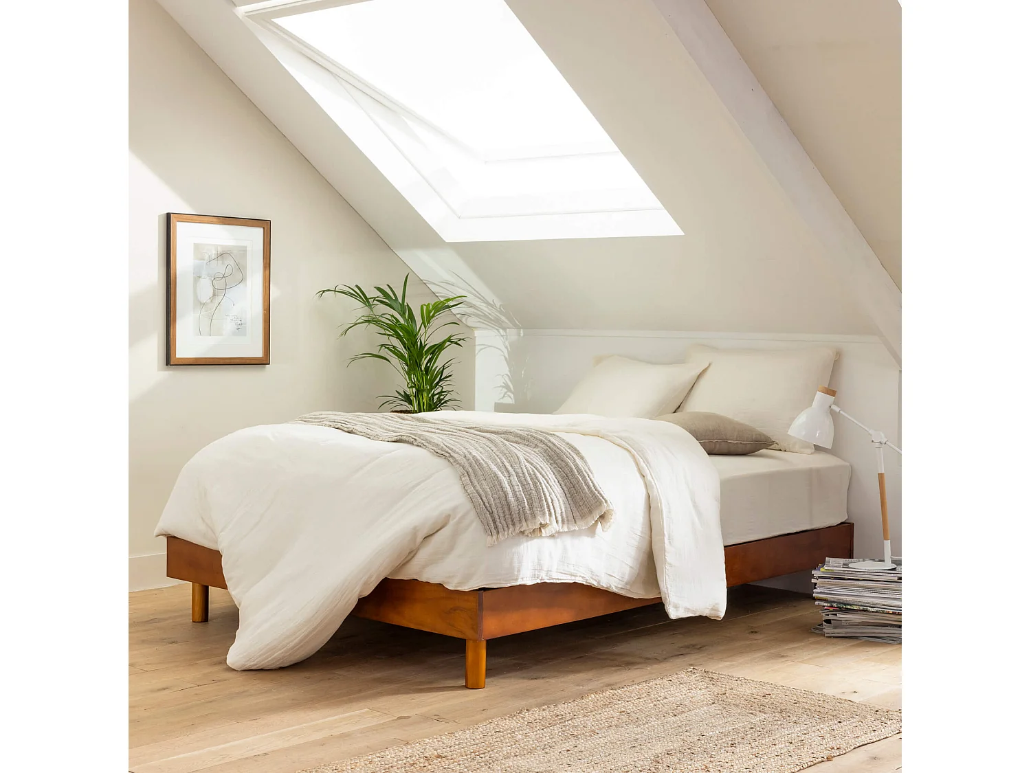 Sommier kit en bois massif noisette 160x200