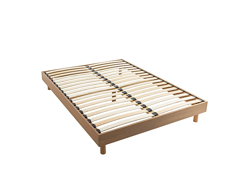 Sommier kit en bois massif taupe 140x190