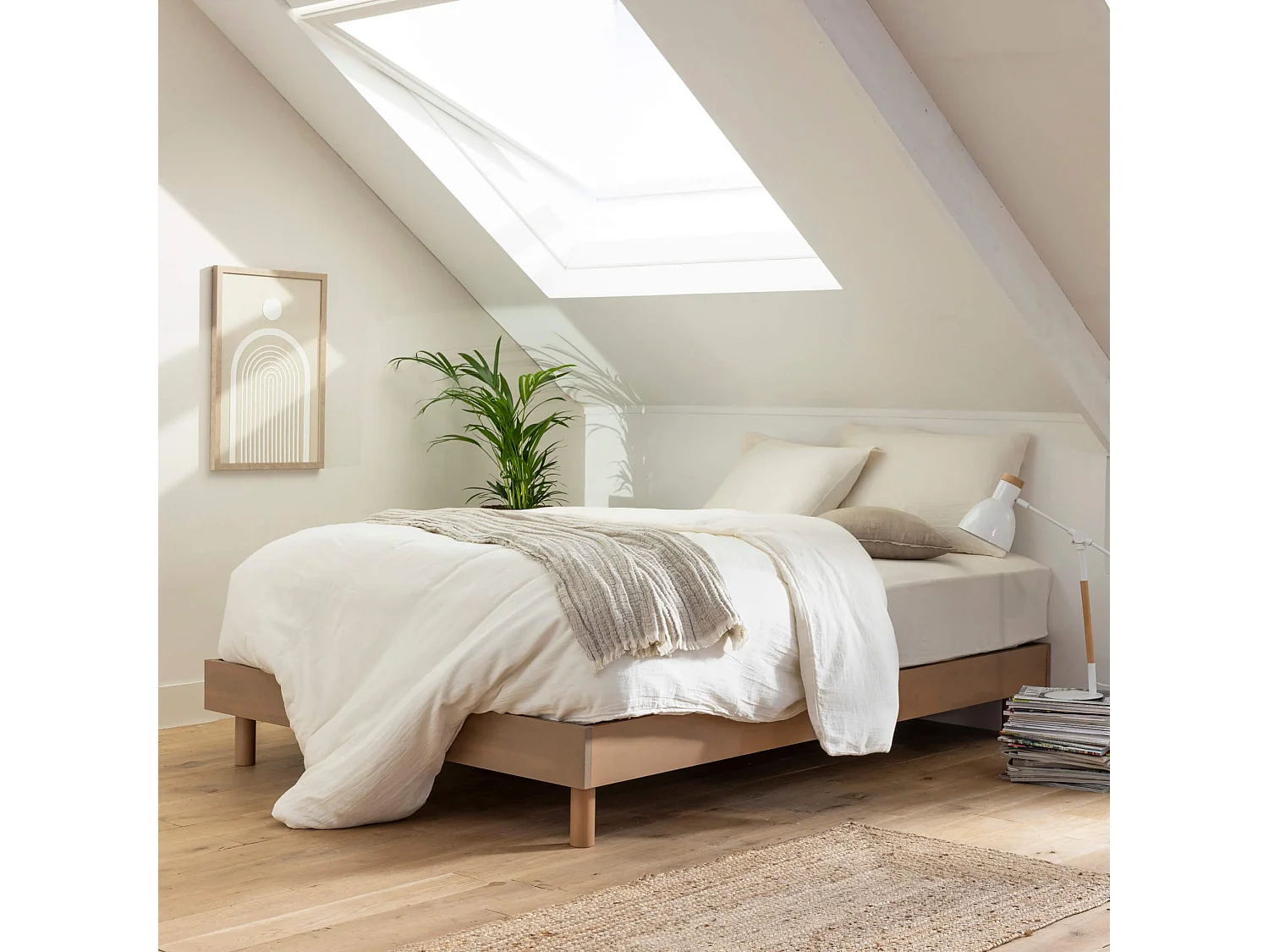 Sommier kit en bois massif taupe 140x190